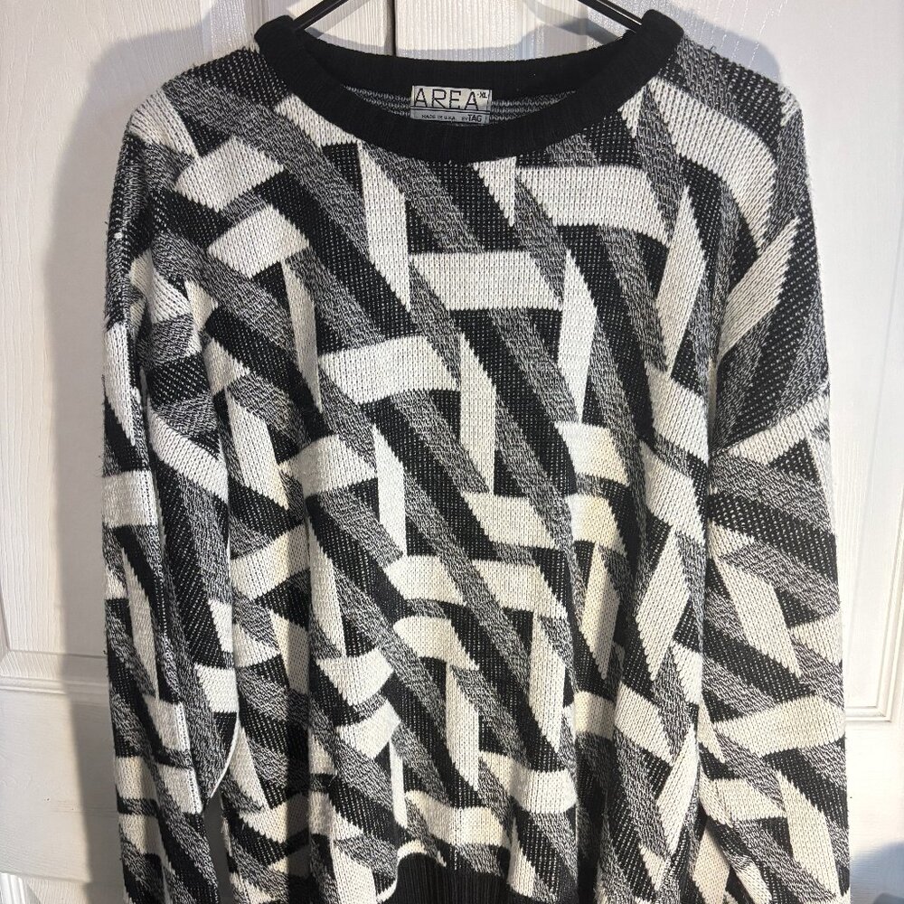 Vintage Area by TAG Mens Sweater Long Sleeve Sz XL Black/White
